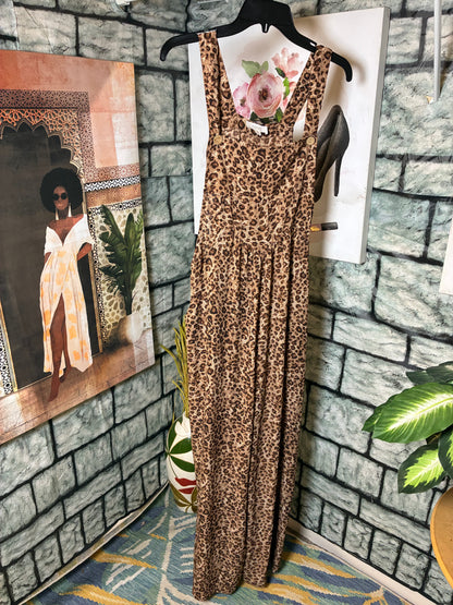 Oddy Brown Print Jumpsuit Women sz 2XL