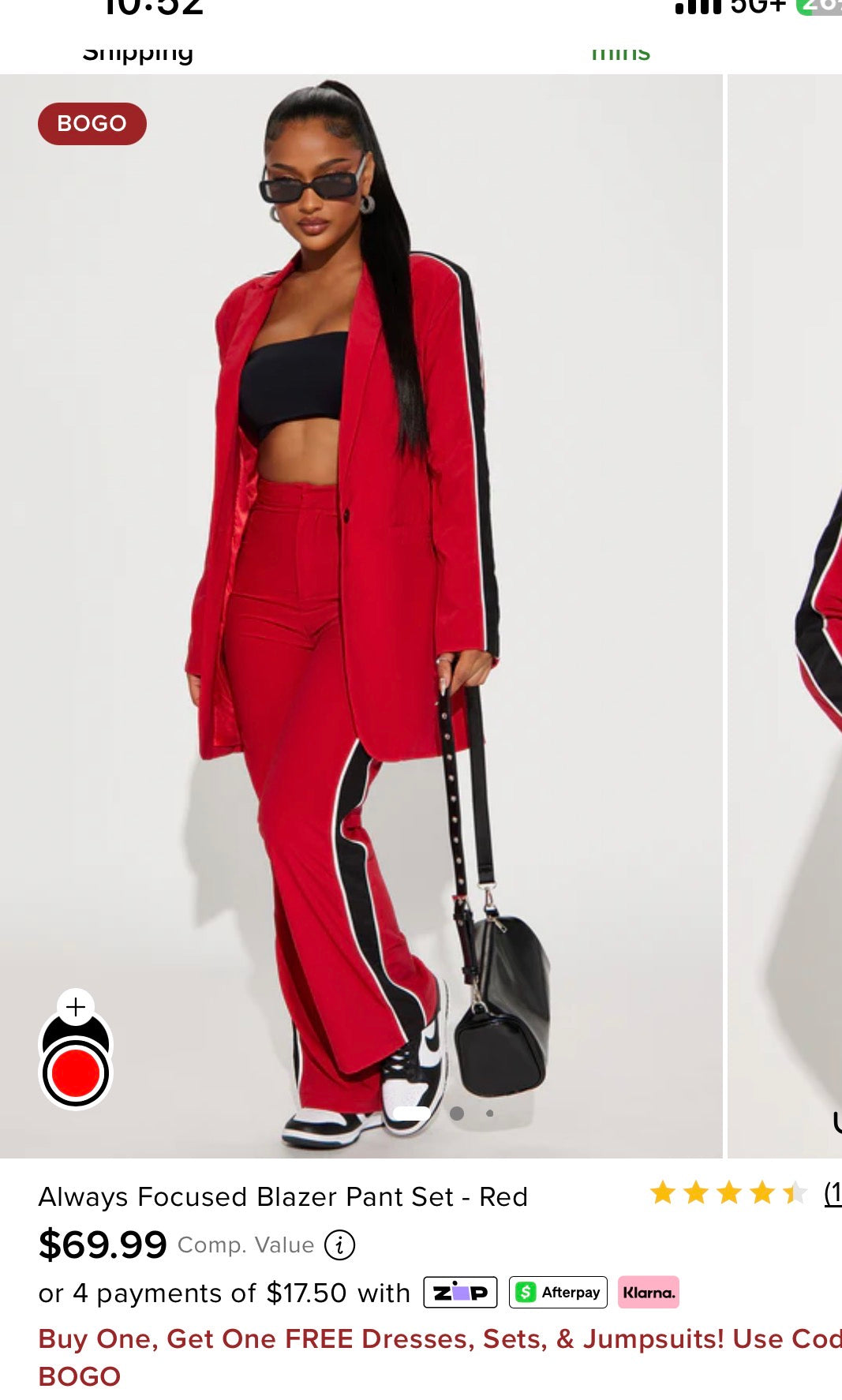 Fashion Nova Red 2 Piece Pants Suit Women sz Large