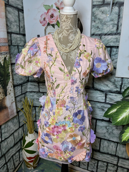 B Right Pink Floral Dress Women sz Medium