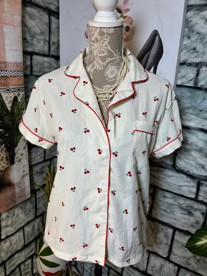 Off White Cherry Blouse Women sz Medium