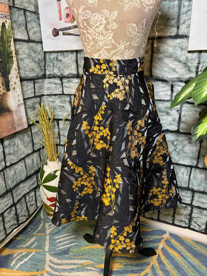 Chic Wish Black Yellow Print Skirt Women sz Large