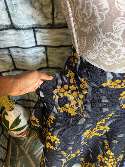 Chic Wish Black Yellow Print Skirt Women sz Large