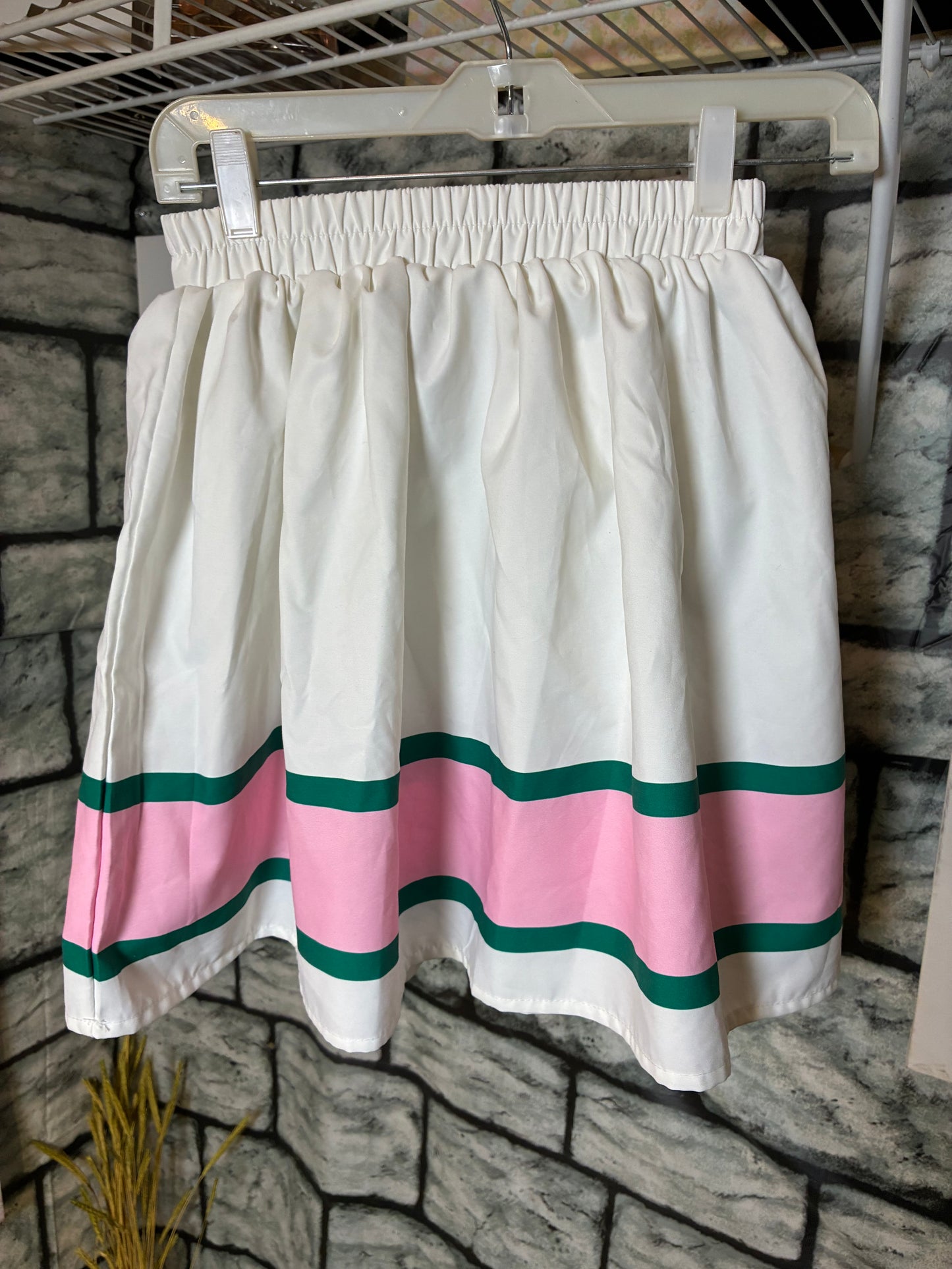 Shein White Pink Green Skirt Girls sz 12Y