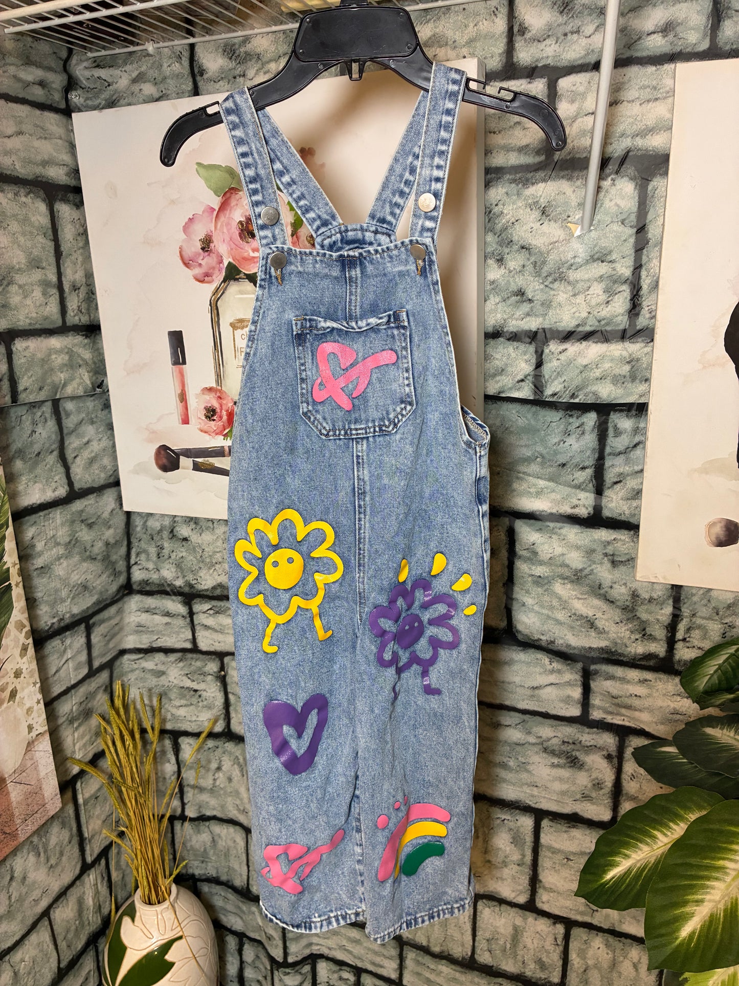 Shein Blue Denim Coverralls Jumper Girls sz 6Y