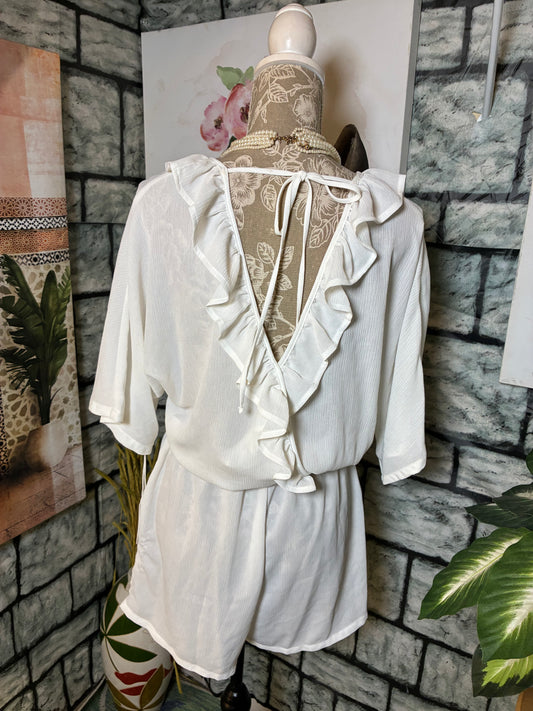NEW Lauren Conrad White Romper Women sz Medium