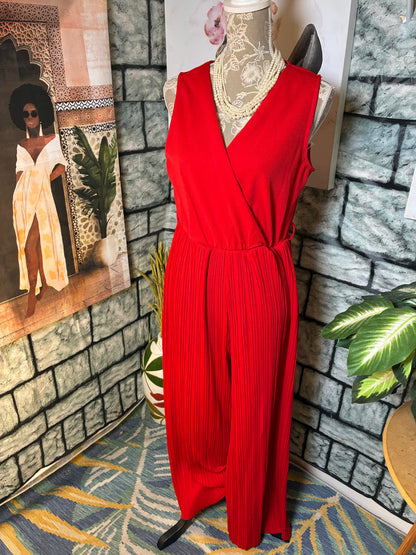 Bold & Chic Red Jumpsuit Women sz Large