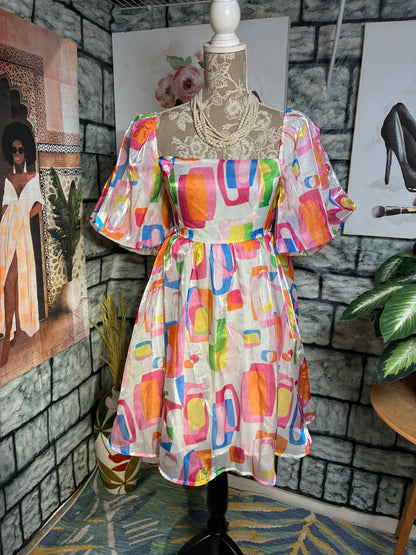 Peach Love Colorful Dress Women sz Medium