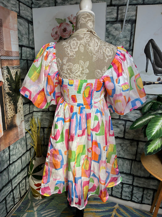 Peach Love Colorful Dress Women sz Medium