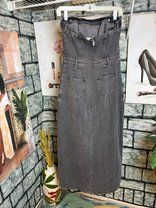 NEW Blue Blush Gray Denim Dress Women sz Medium