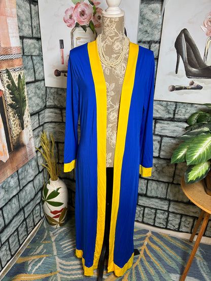 Blue Yellow Duster Cover Women sz 0XL