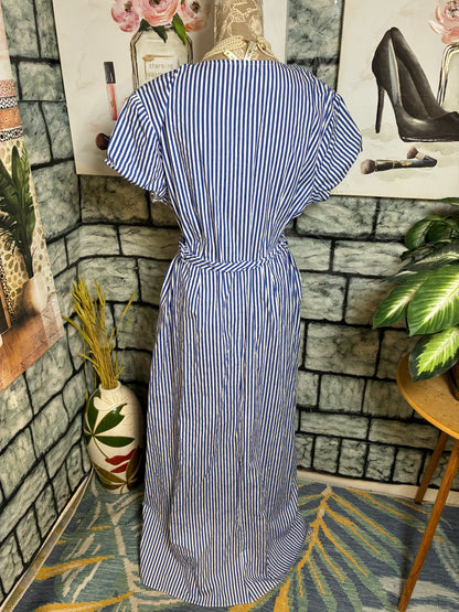 Truth Blue White Blouse Women sz XL