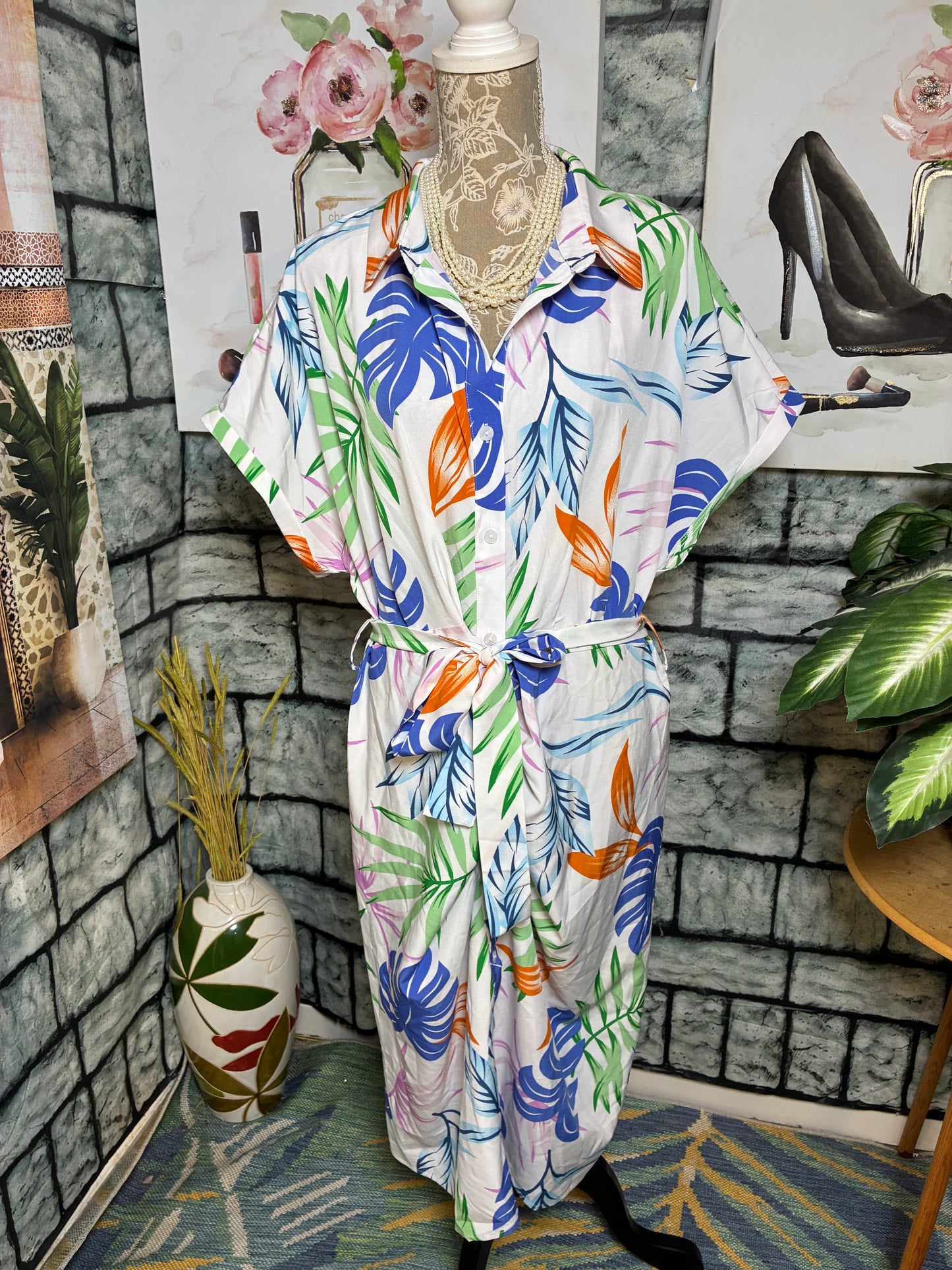 Soul of Curves White Floral Button Dress Women sz 3XL