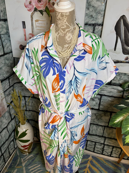Soul of Curves White Floral Button Dress Women sz 3XL