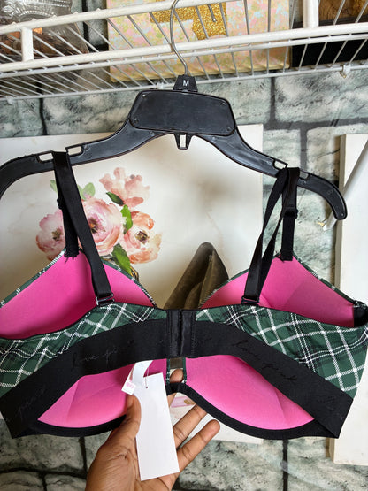 PINK Green Black Bra Women sz 38DD