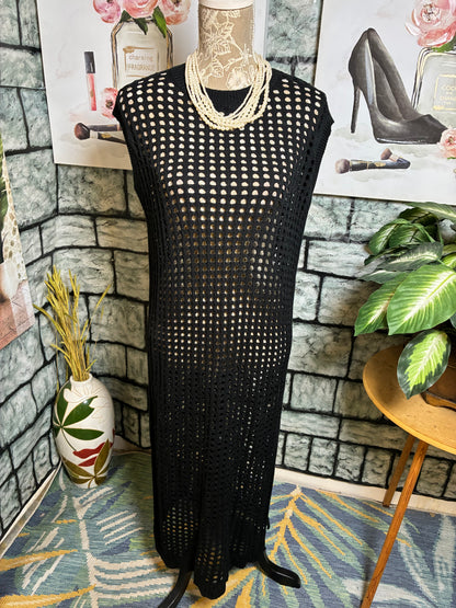 Black Knitted Dress Women sz Large