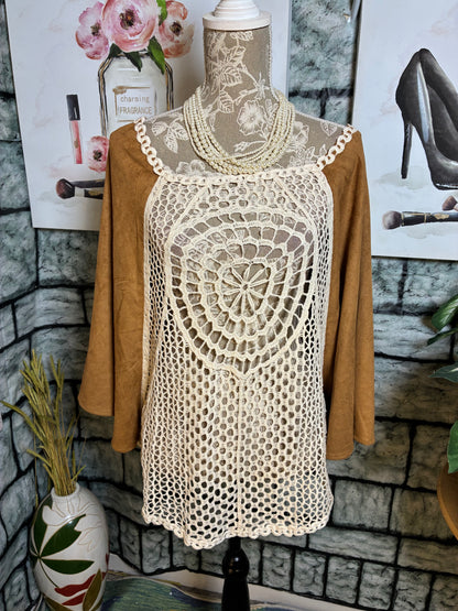 Indigo Thread Co Brown Blouse Women sz Medium