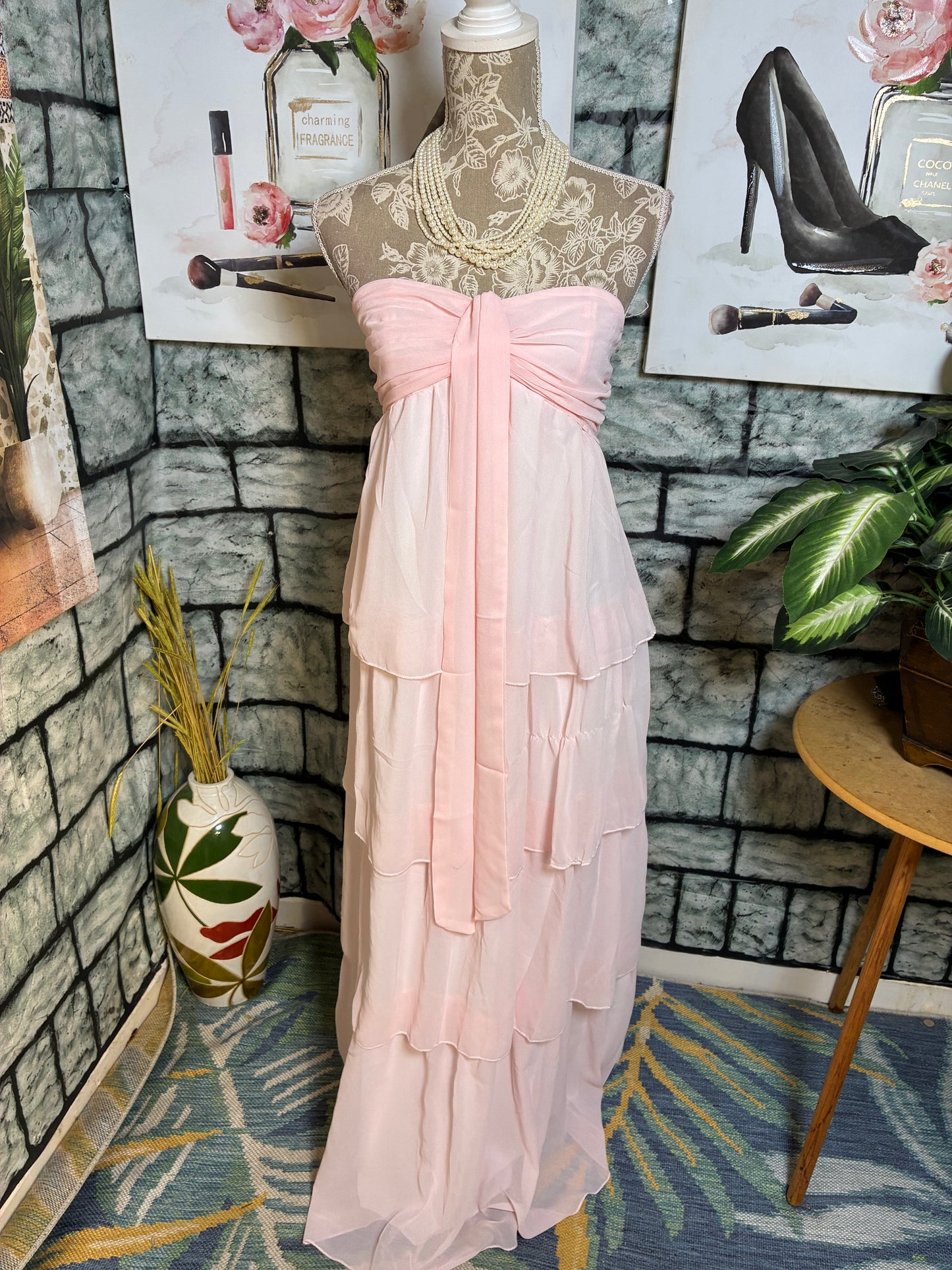 Pink Ruffle Dress Women sz Large