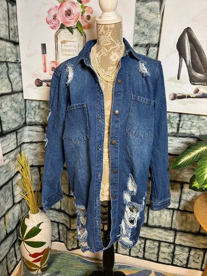 American Bazi Blue Denim Jacket Women sz Medium