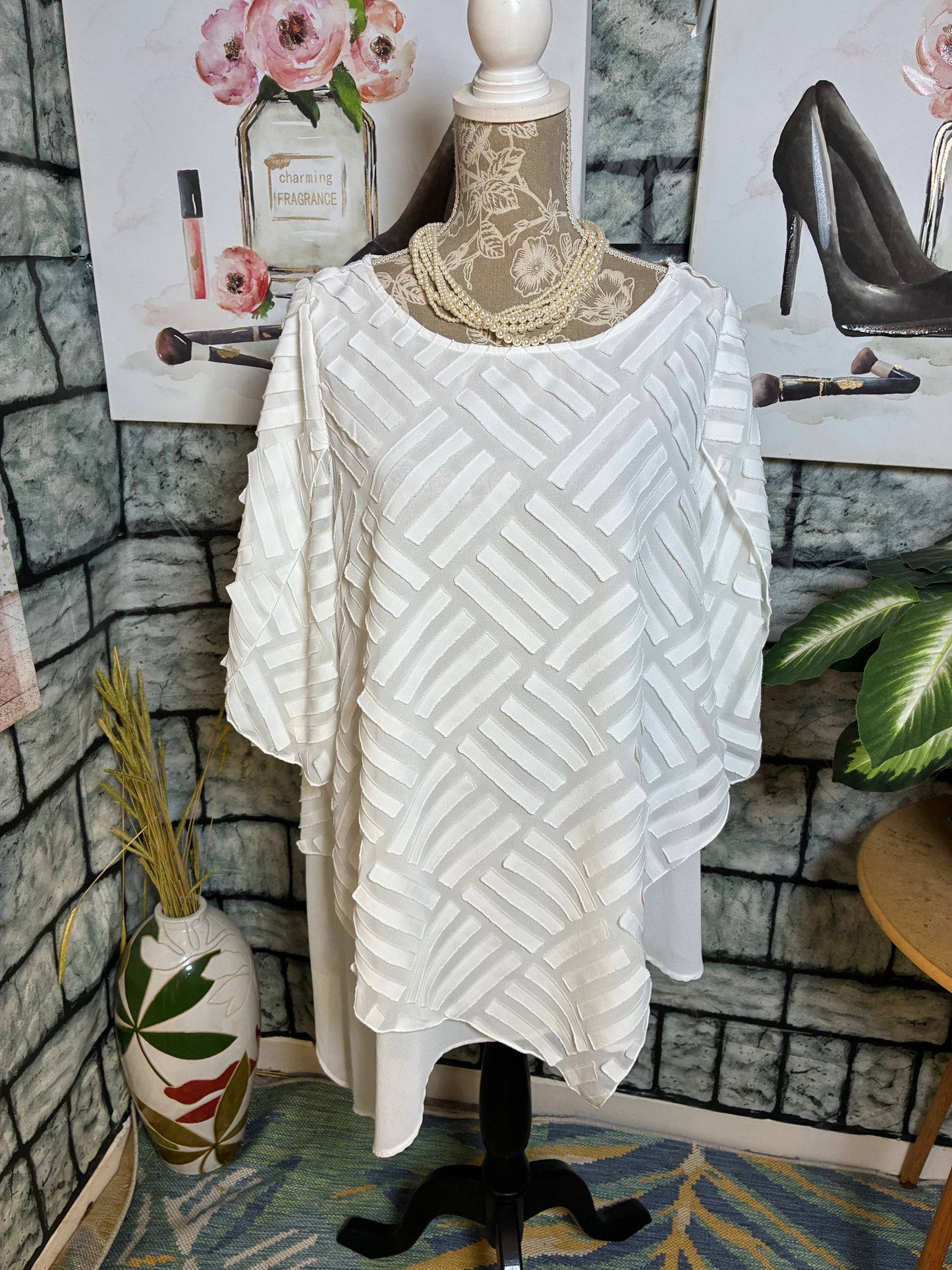 IC by Connie K White Blouse Women sz Large