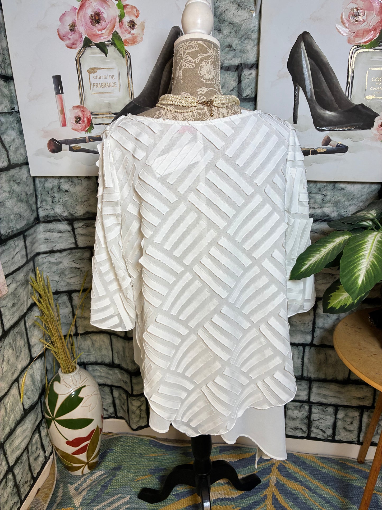 IC by Connie K White Blouse Women sz Large