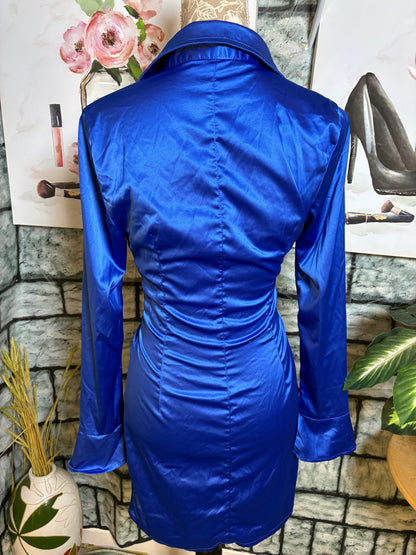 Glamaker Blue Button Women Dress Women sz Large