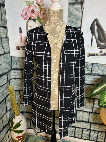 Shein Black White Blazer Blouse Women sz Medium