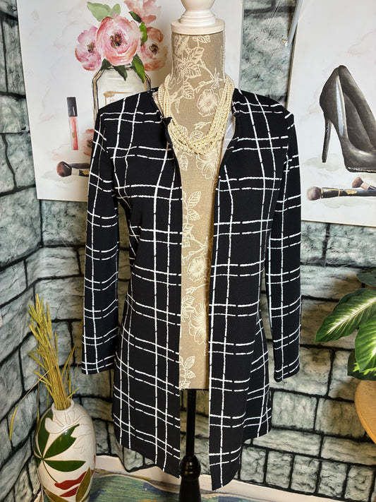 Shein Black White Blazer Blouse Women sz Medium