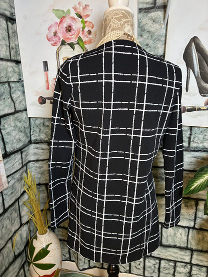 Shein Black White Blazer Blouse Women sz Medium