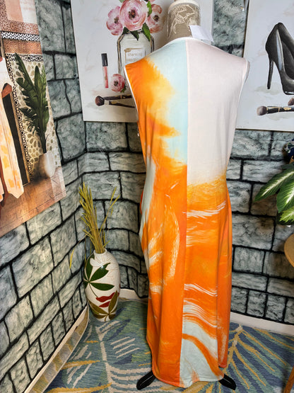 Orange White Dress Women sz 2XL (best fit 1XL)