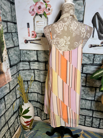 Peach Love Pink Orange Print Dress Women sz Large