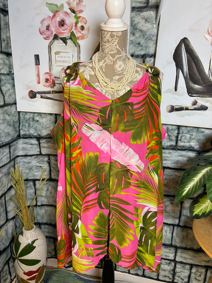 Lane Bryant Pink Green Blouse Women sz 24