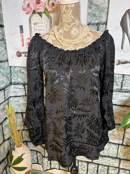 NEW Michael Kors Black Floral Print Blouse Women sz Small