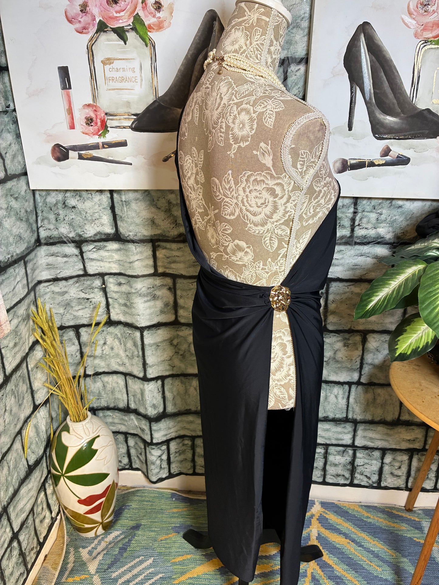 Black Swimsuit Cover up Dress Women sz Small