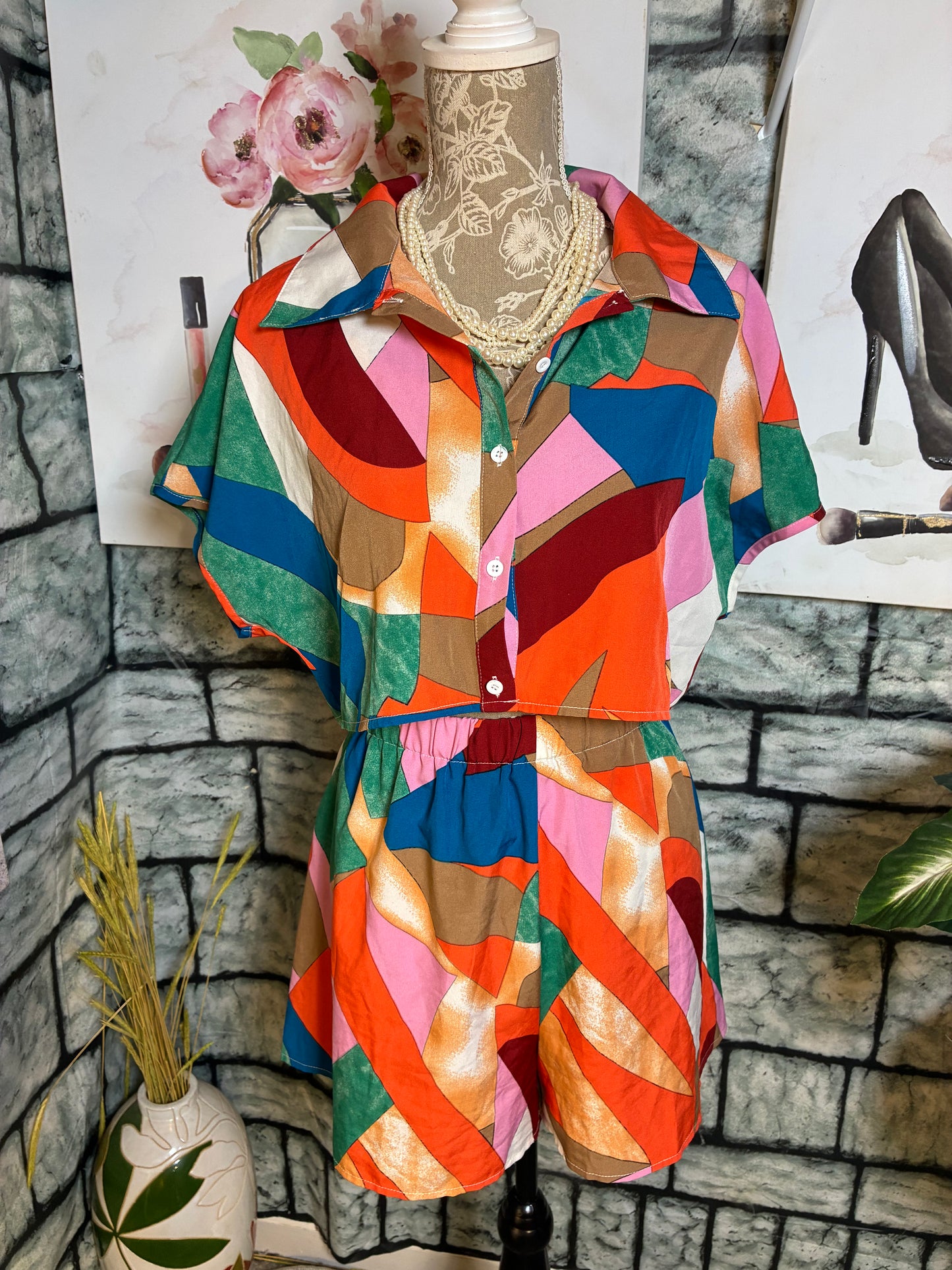 Shein Colorful 2 Piece Set Women sz XL
