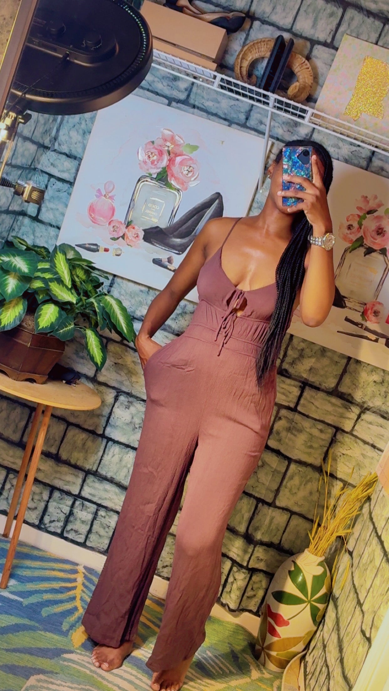 NEW Fadedrose Brown Jumpsuit Women sz Medium