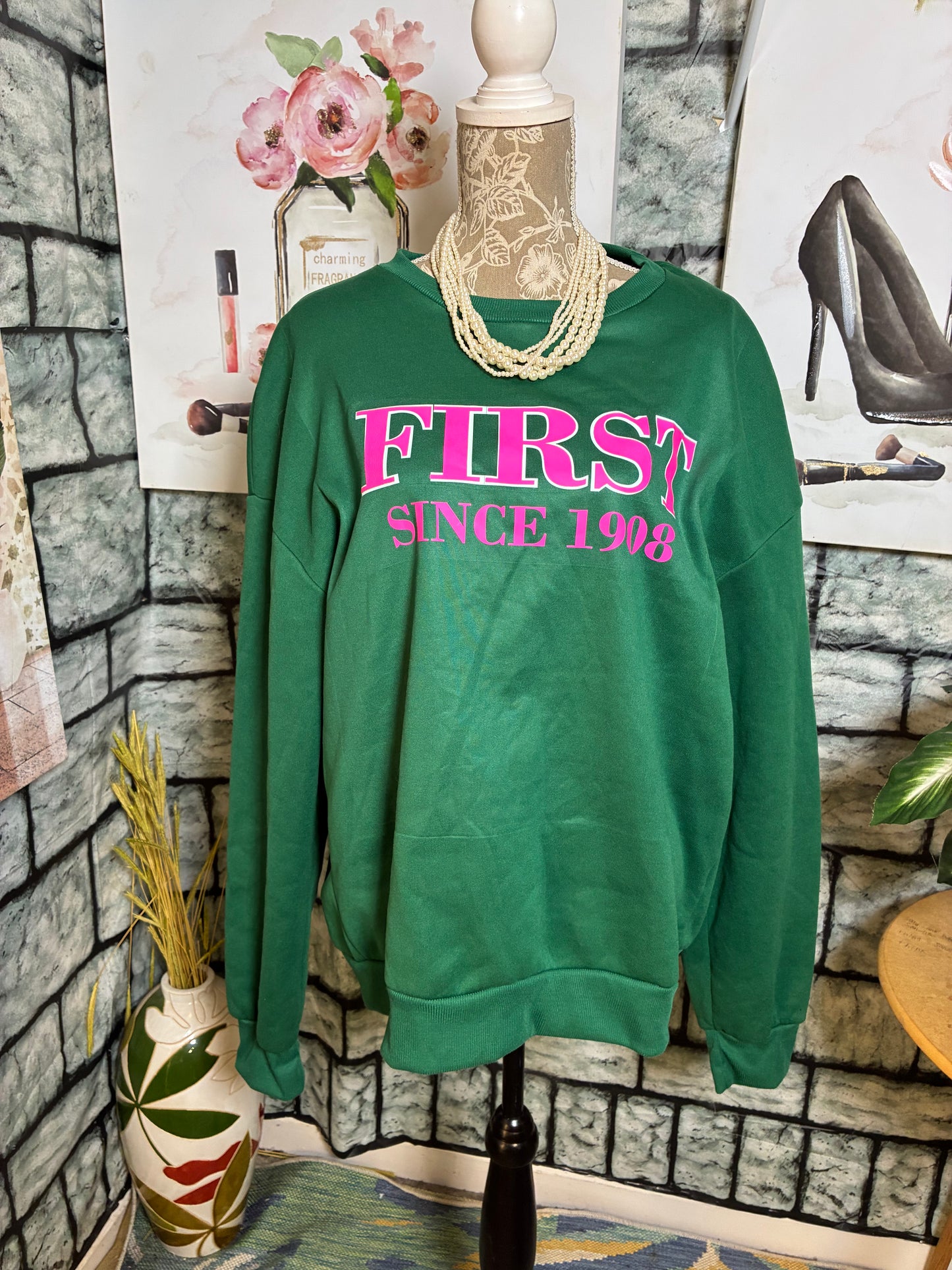 NEW AKA Green Crewneck Women sz XL