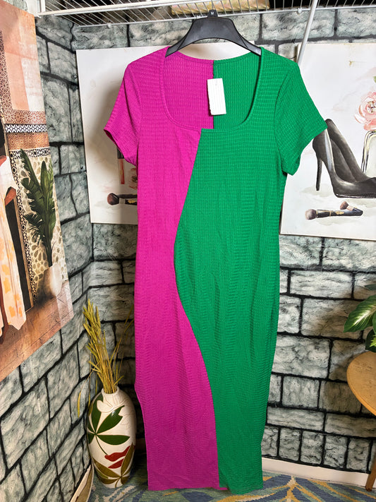 Shein Pink Green Dress Women sz 2XL