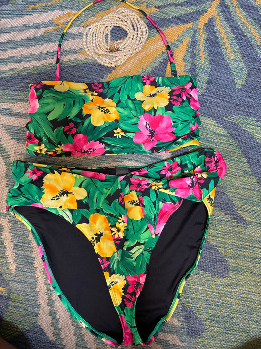 Old Navy Green Floral Swimsuit Womem sz XL