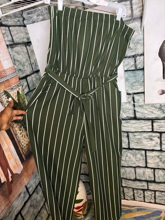 Mia Rose Green White Jumpsuit Women sz 2XL