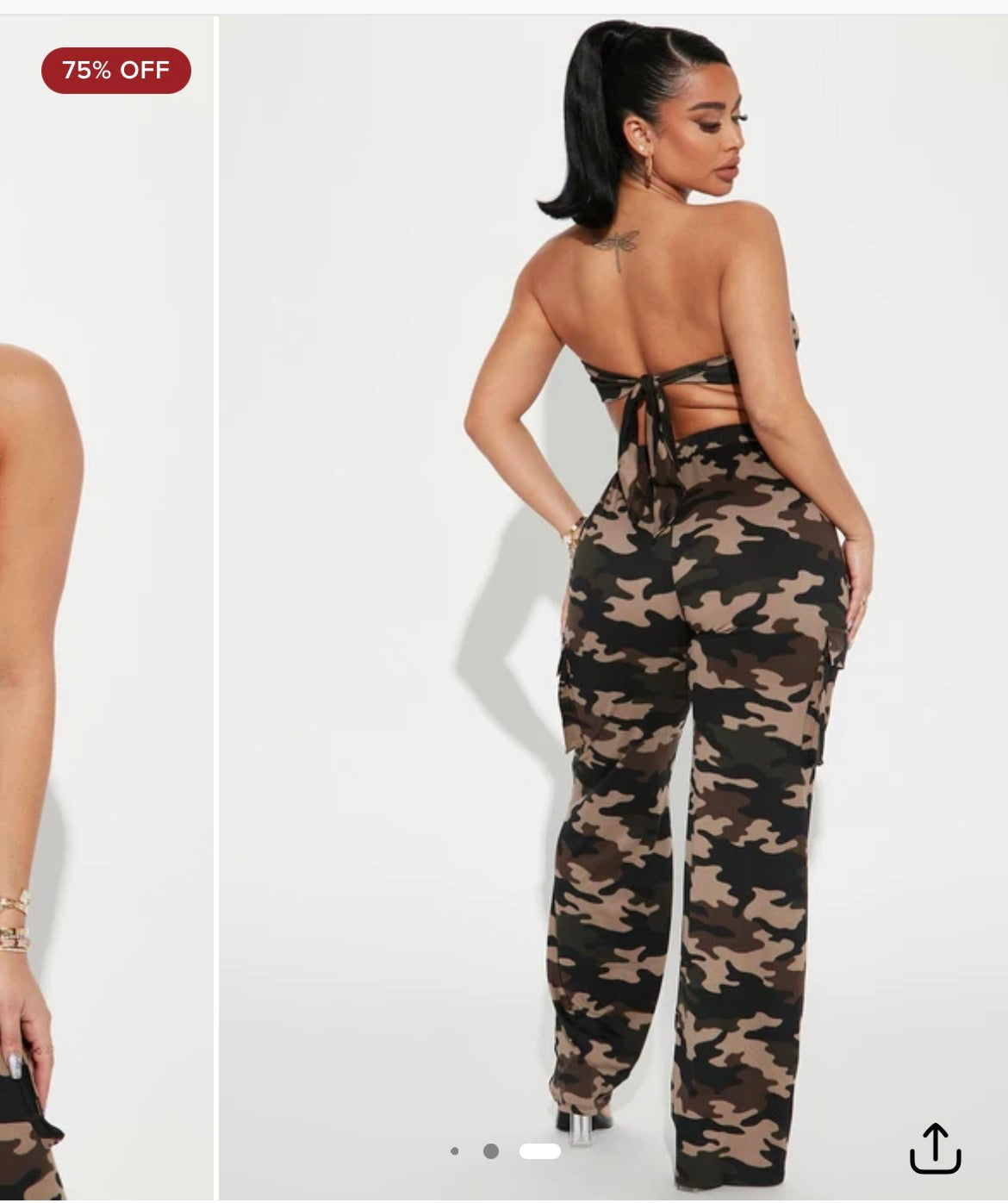 NEW Fashion Nova Camo Green Jumpsuit Women sz Large