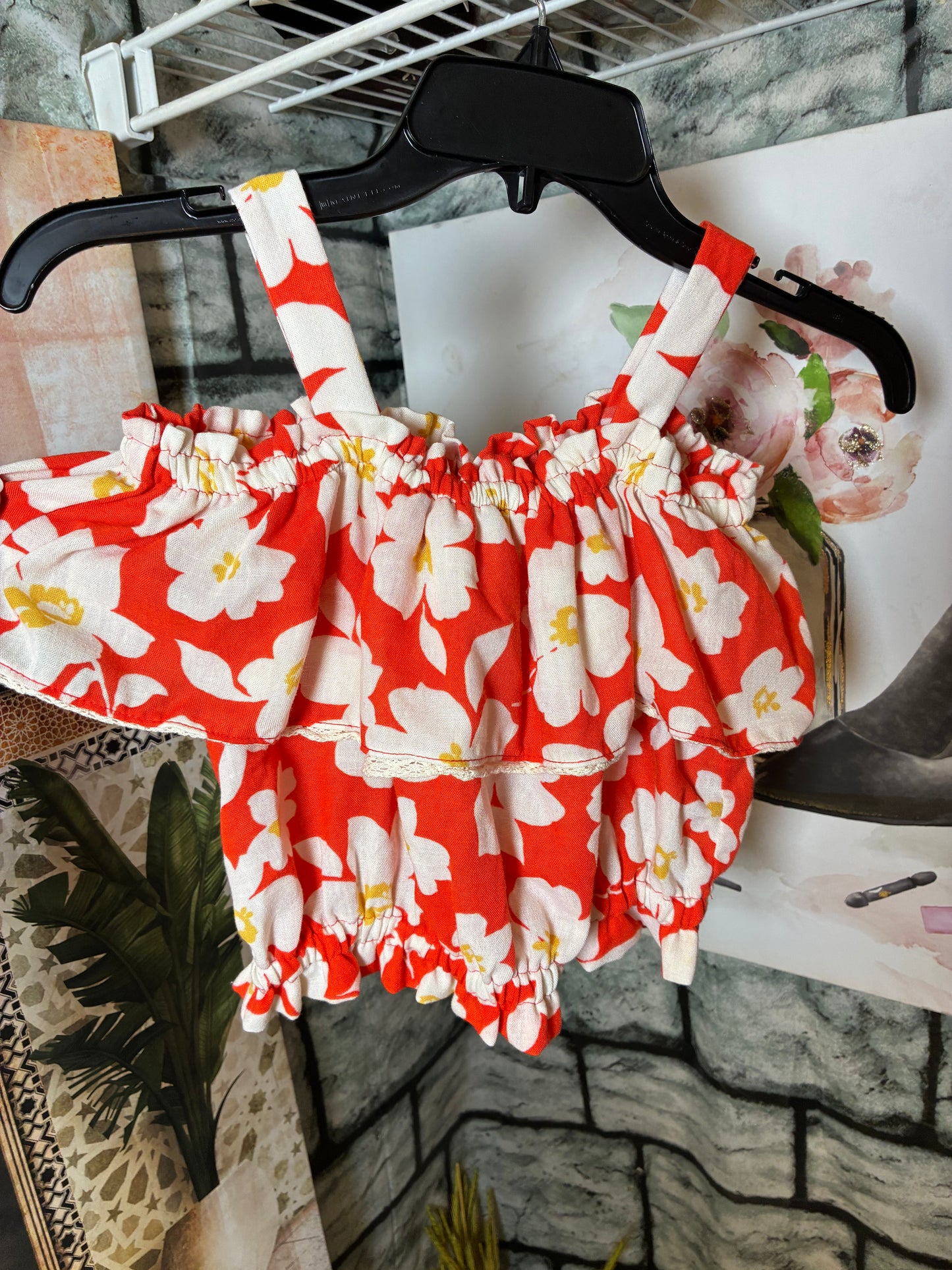 Bonnie Jean Orange Floral Pants Set Girls sz 12