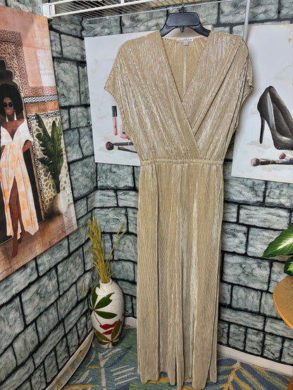 See and Be Seen Tan Silver Jumpsuit