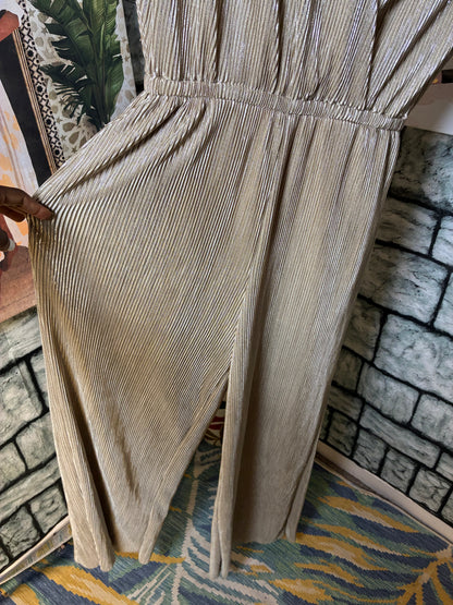 See and Be Seen Tan Silver Jumpsuit