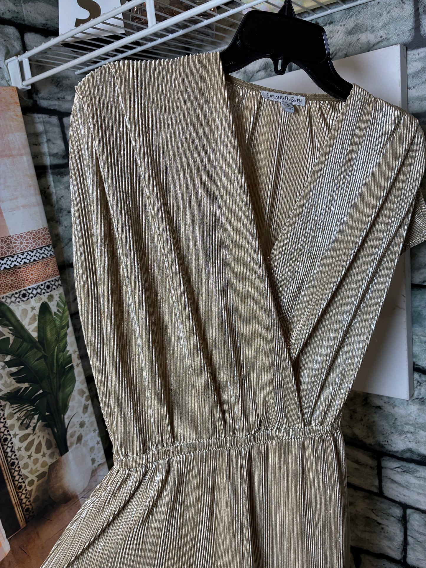 See and Be Seen Tan Silver Jumpsuit