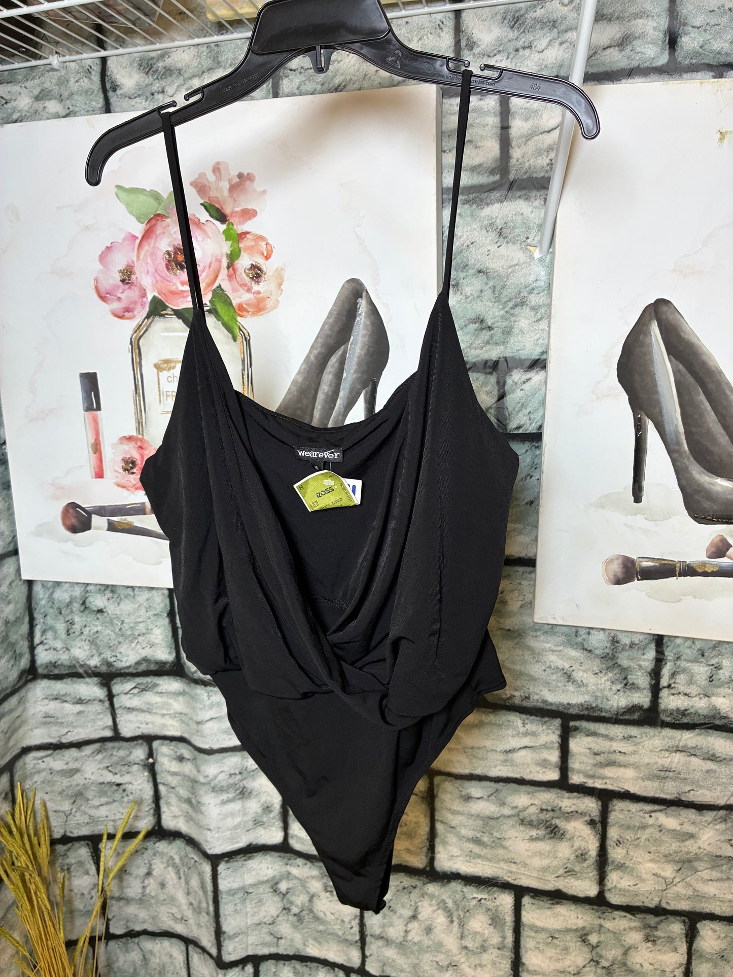 NEW Wearever Black Bodysuit Blouse Women sz XL