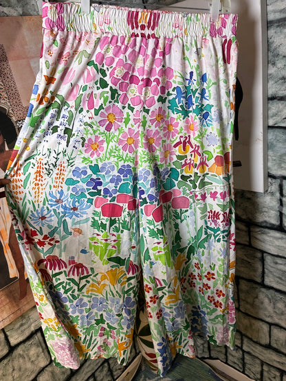 White Colorful Pants Women sz 2XL