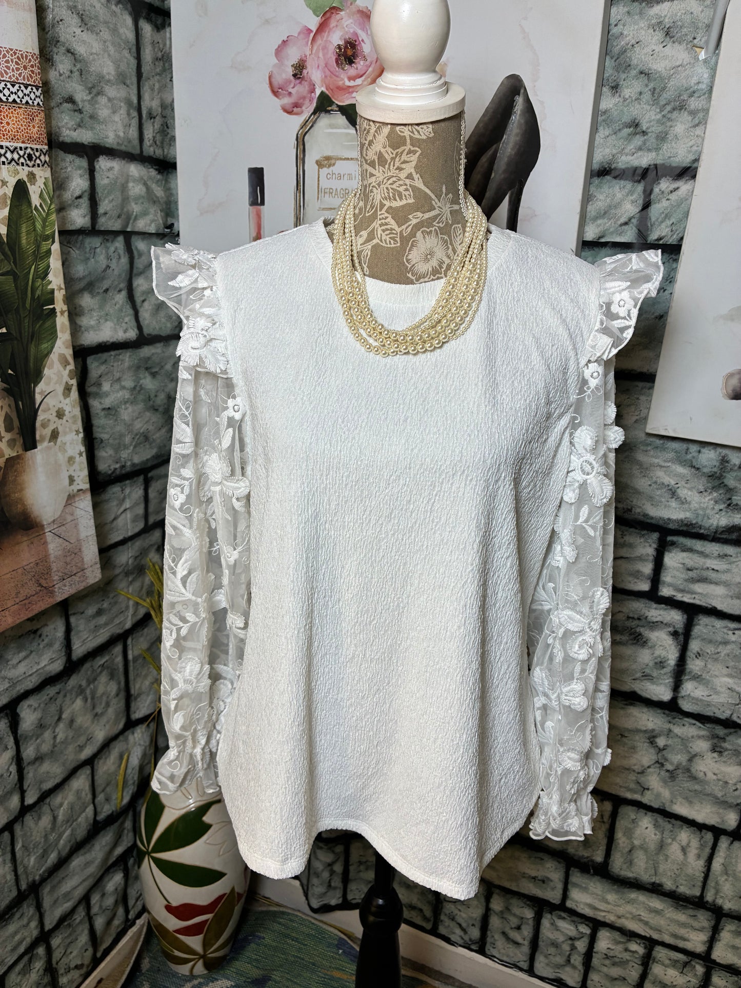 NEW Alice Blue White Print Blouse Women sz 1XL