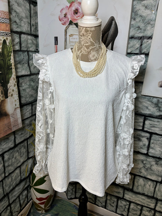 NEW Alice Blue White Print Blouse Women sz 1XL