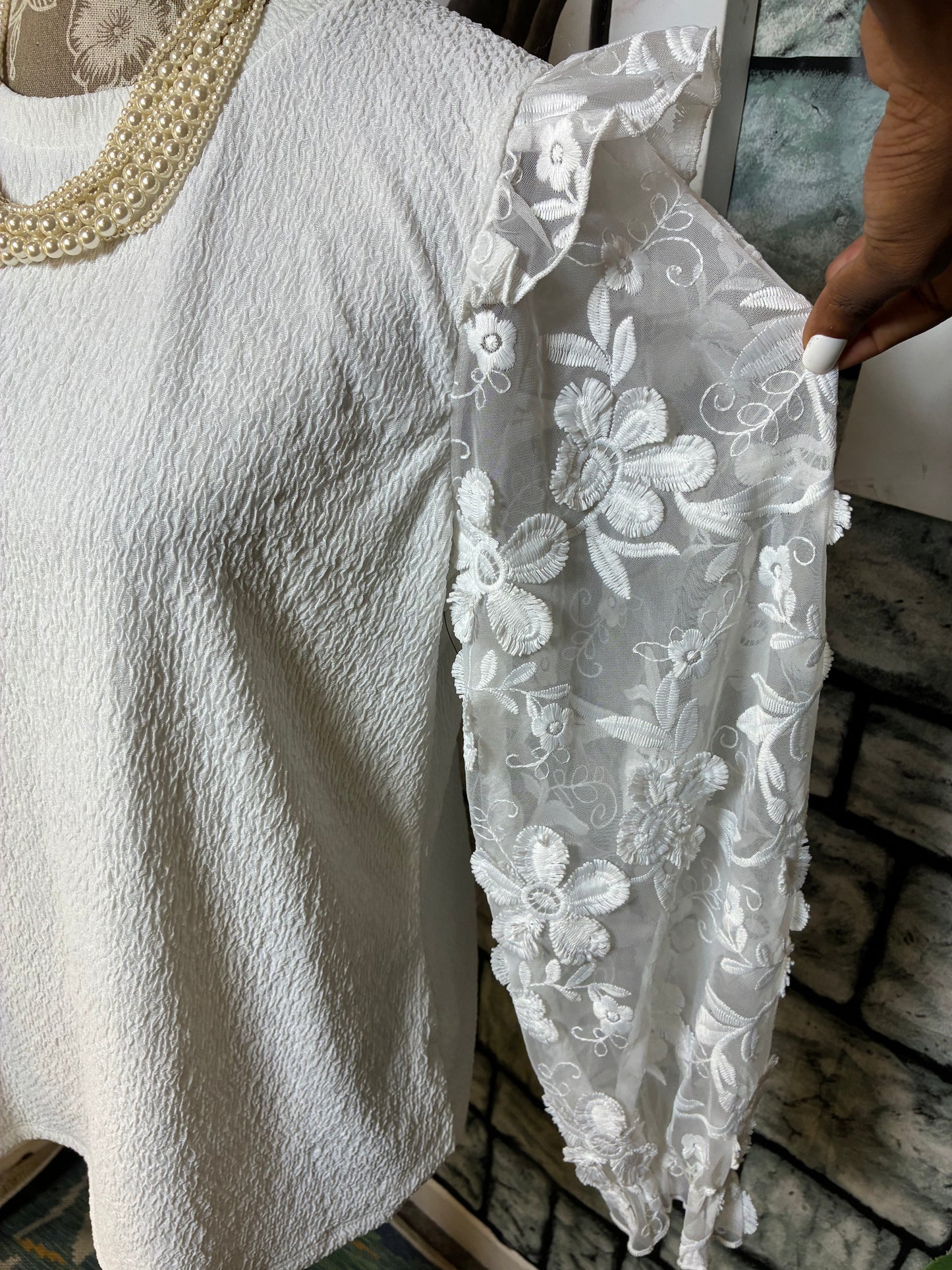 NEW Alice Blue White Print Blouse Women sz 1XL