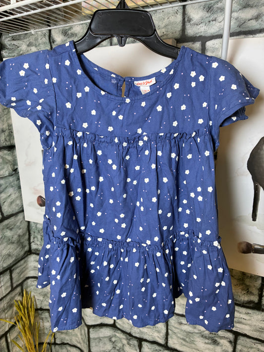 Cat & Jack Blue Floral Blouse Girls sz 10/12
